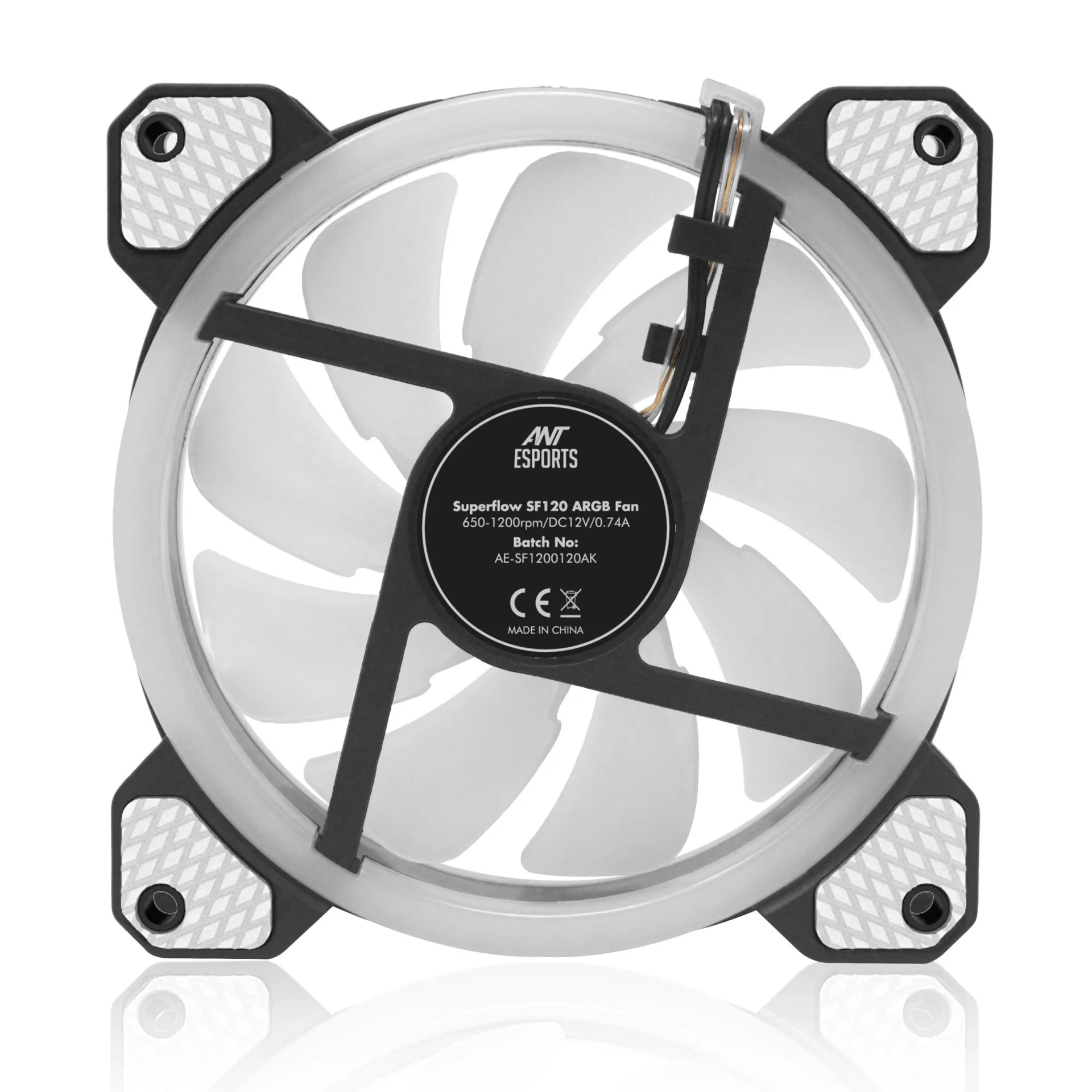 Ant Esports Cabinet Fan White Superflow V2 120mm Auto RGB view 2